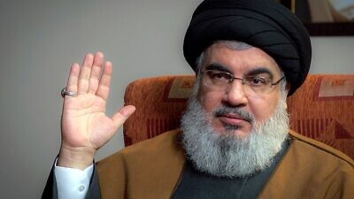 Hezbollah chief Hassan Nasrallah during a discussion with officials from Iranian Supreme Leader Ali Khamenei’s office, Sept. 23, 2019. Source: Wikimedia Commons.