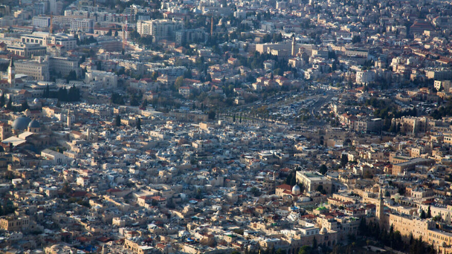 An aerial view of eastern Jerusalem, Dec. 17, 2019. Photo by Moshe Shai/Flash90.