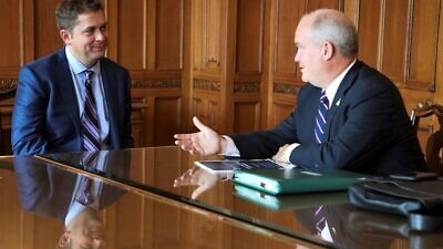 Canadian Parliament member Erin O’Toole (right) with Andrew Scheer, who serves as the leader of the Conservative Party of Canada and leader of the Official Opposition, months after the Conservative Party leadership election in 2017. Credit: Wikimedia Commons.