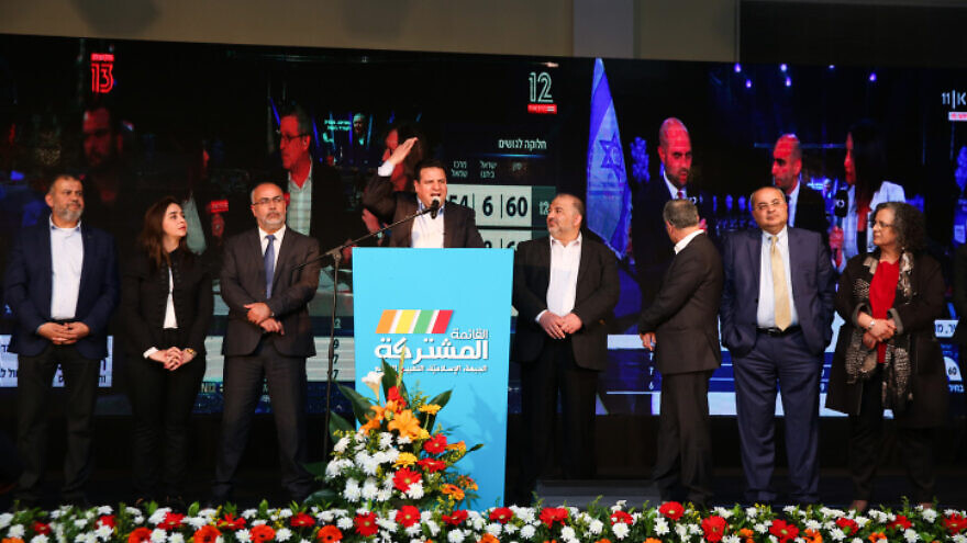 Members of the Joint List at the party's headquarters in the Arab city of Shfar'am, during the Israeli Elections, on March 2, 2020. Photo by David Cohen/Flash90.