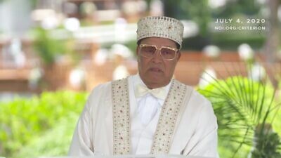 Nation of Islam leader Louis Farrakhan on July 4, 2020. Credit: MEMRI.