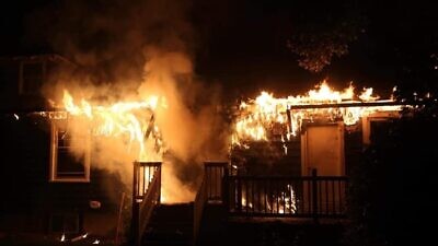 A fire at the University of Delaware Chabad in Newark, Del., has been ruled an arson, Aug. 25, 2020. Credit: Dave Wilson/Aetna Hose, Hook & Ladder Company.