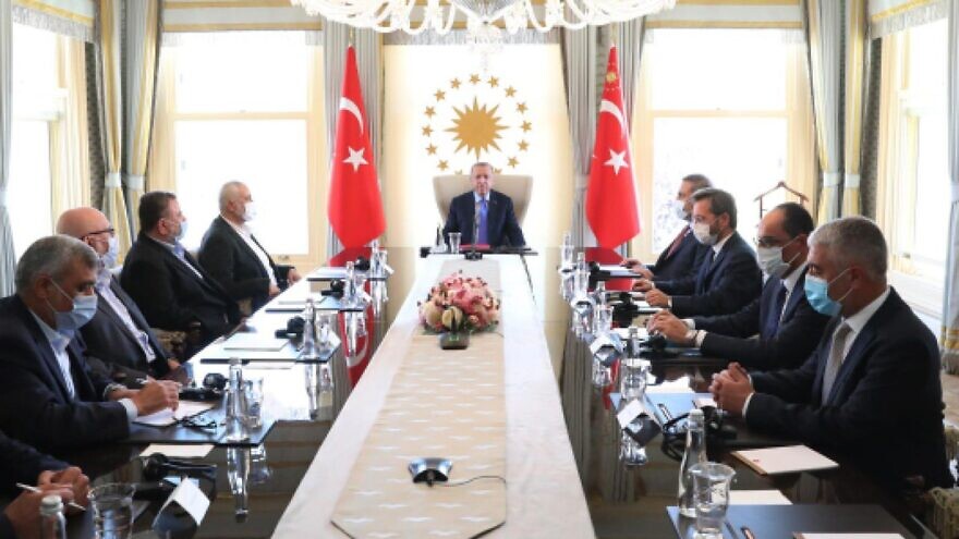 Turkish President Recep Tayyip Erdoğan hosts Hamas leaders in Istanbul on Aug. 22, 2020. Source: Twitter.
