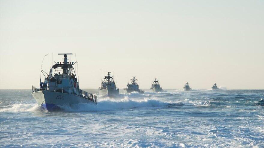 A fleet of Israel Navy boats patrolling the waters in the Mediterranean Sea from threats emanating from the Gaza Strip. Credit: IDF Spokesperson's Unit.