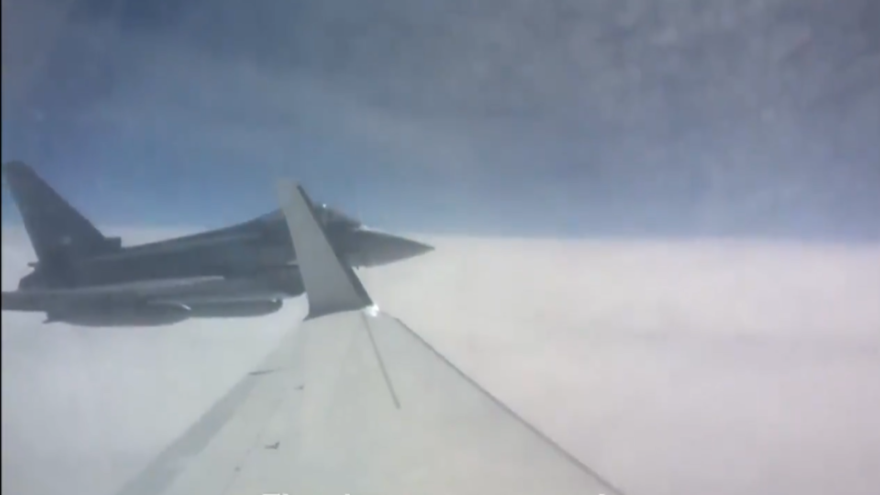 The moment that the Israeli Air Force, led by Maj. Gen. Amikam Norkin, entered into German airspace for the first time ever, and was welcomed by Luftwaffe Commander Lt. Gen. Ingo Gerhatz, ahead of the joint flight over Dachau. Aug. 17, 2020. Source: Twitter/IDF/screenshot.