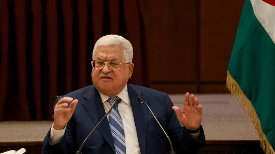 Palestinian Authority leader Mahmoud Abbas at a meeting in Ramallah on Aug. 18, 2020. Photo by Flash90.