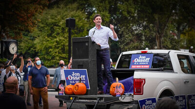 Then-Georgia Democratic candidate for U.S. senate Jon Ossoff at a campaign rally in Athens, Ga.. on Oct. 27, 2020. Source: Jon Ossoff via Facebook.