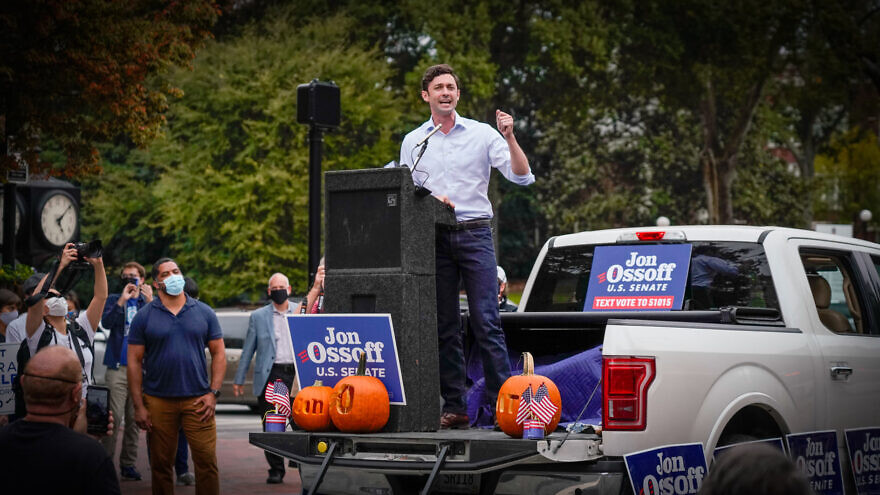 Then-Georgia Democratic candidate for U.S. senate Jon Ossoff at a campaign rally in Athens, Ga.. on Oct. 27, 2020. Source: Jon Ossoff via Facebook.
