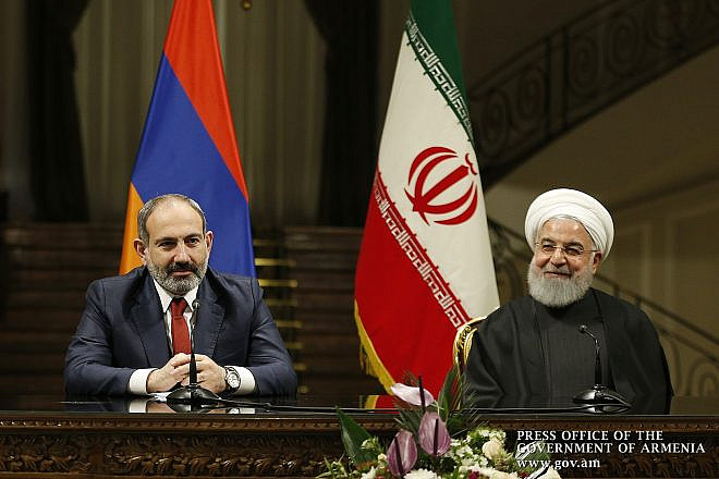 Armenian Prime Minister Nikol Pashinyan with Iranian President Hassan Rouhani after a meeting in Tehran in 2019. Credi: Press Office of the Government of Armenia.