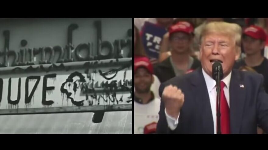 A screenshot of an ad produced by the Jewish Democratic Council of America that detractors say unfairly equates the Trump administration to the rise of Nazi Germany.  Source: Screenshot.