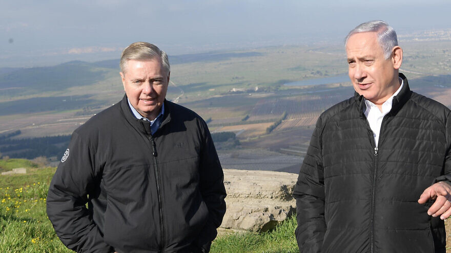 U.S. Sen. Lindsey Graham and Israeli Prime Minister Benjamin Netanyahu in the Golan Heights, March 11, 2019. Photo by Amos Ben-Gershom/GPO.