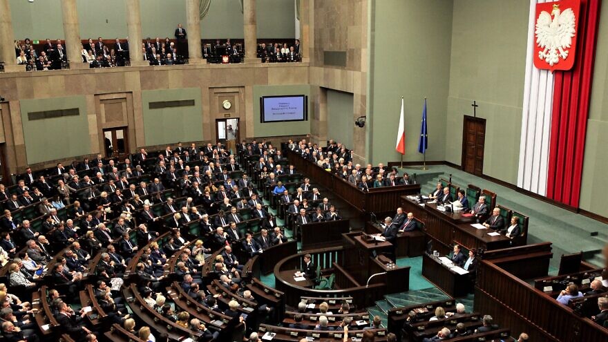 The Sejm, or lower house of the bicameral parliament of Poland in 2014. Credit: Wikimedia Commons.