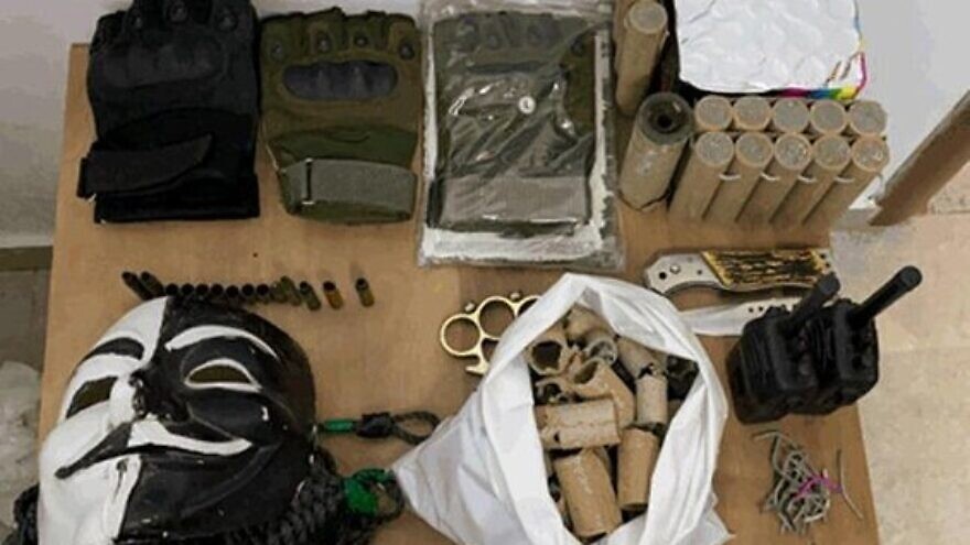Some of the weapons found in the possession of West Bank Palestinian minors reportedly recruited by Hamas to carry out terror attacks in Israel. Credit: Israel Security Agency.