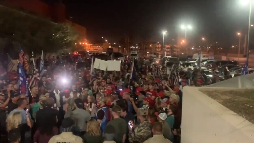 Supporters of U.S. President Donald Trump rally outside of a ballot-counting center in Maricopa County, Ariz. Source: Screenshot.