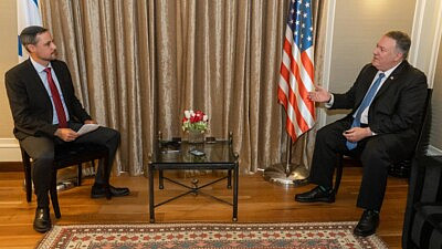 U.S. Secretary of State Mike Pompeo and JNS Jerusalem bureau chief Alex Traiman at the King David Hotel in Jerusalem on Nov. 20, 2020. Photo by Ronny Przysucha/U.S. Department of State.