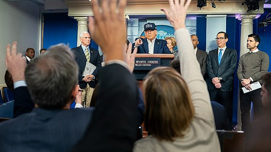 U.S. President Donald Trump takes questions from the press at a coronavirus update briefing at the White House, March 14, 2020. Credit: White House/Shealah Craighead.