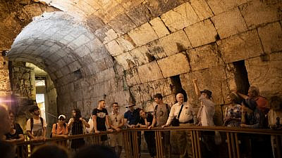 Visitors tour the underground Western Wall tunnels in Jerusalem’s Old City. Photo by Hadas Parush/Flash90.