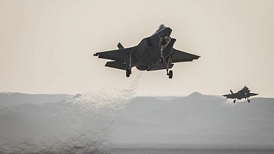 An IAF “Adir” (F-35I) fighter jet during the “Blue Flag” international aerial training exercise at the Ovda Airbase about 25 miles north of Eilat, Nov. 11, 2019. Photo by Yonatan Sindel/Flash90.