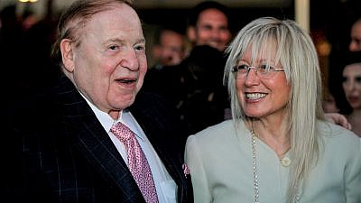 American business magnate Sheldon Adelson and his wife, Dr. Miriam Adelson, on July 1, 2009. Photo by Moshe Shai/Flash90.