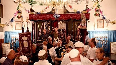 Jewish community members at synagogue in Agadir City, Morocco. Photo by Abir Sultan/Flash90.