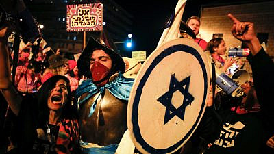 Israelis protest against Israeli Prime Minister Benjamin Netanyahu, near the Prime Minister's Residence in Jerusalem on March 13, 2021. Photo by Olivier Fitoussi/Flash90.