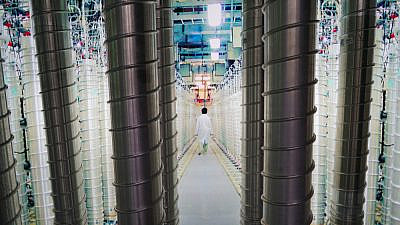Centrifuges at the Iran nuclear energy exhibition in the Islamic Revolution and Holy Defense Museum in Tehran, 2018. Credit: Maps/Shutterstock.