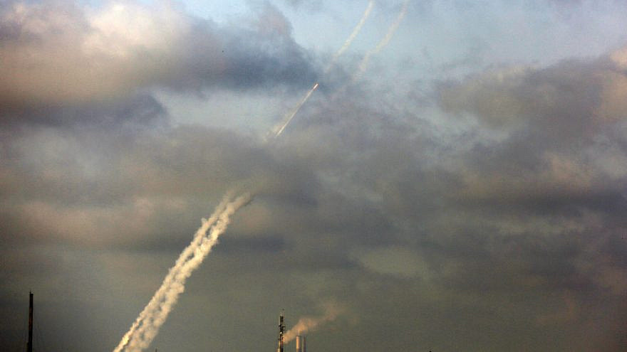 Terrorist groups in the Gaza Strip launch rockets at Israel on May 11, 2021. Photo by Atia Mohammed/Flash90.