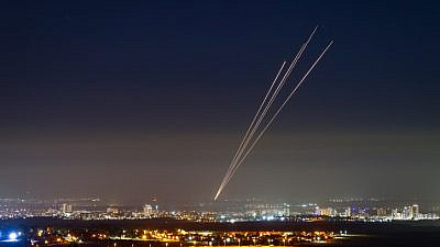 Rockets fired at Israel by Hamas in the Gaza Strip, May 18, 2021. Photo by Nati Shohat/Flash90.