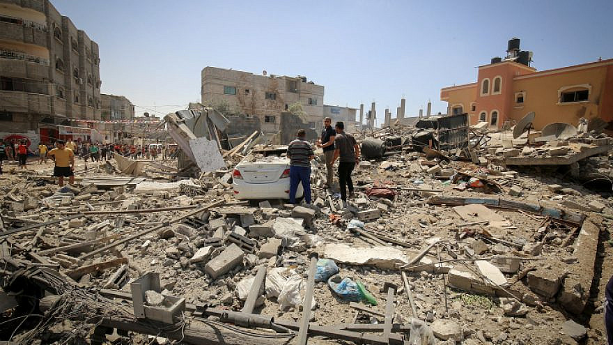 A building in Gaza hit by an Israeli airstrike in retaliation for more than 4,000 rockets fired by Hamas and other terrorist groups, May 20, 2021. Photo by Abed Rahim Khatib/Flash90.
