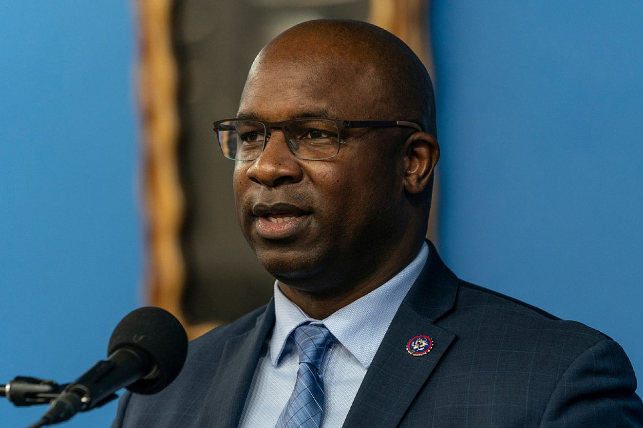 U.S. Rep. Jamaal Bowman (D-N.Y.) speaks during a Martin Luther King Jr. celebration. Photo by Lev Radin/Shutterstock.