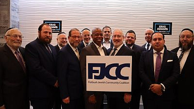 Brooklyn Borough President Eric Adams receives the endorsement of the Flatbush Jewish Community Coalition. Source: Eric Adams/Twitter.