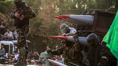Hamas terrorists attend a rally in Beit Lahiya in the Gaza Strip, May 30, 2021. Photo by Atia Mohammed/Flash90.