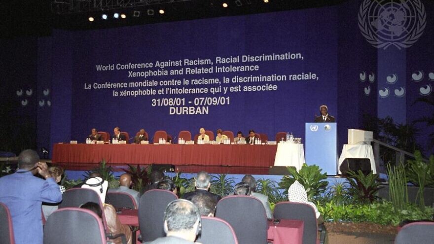 Secretary-General Kofi Annan speaks at the opening of the World Conference Against Racism, Racial Discrimination, Xenophobia and Related Intolerance in Durban, South Africa in 2001. Credit: UN Photo/Evan Schneider.