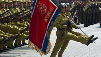 North Korean soldiers at the military parade in Pyongyang of the 60th anniversary of the conclusion of the Korean War. Pyongyang, North Korea. Circa July 2013. Credit: Astrelok/Shutterstock.
