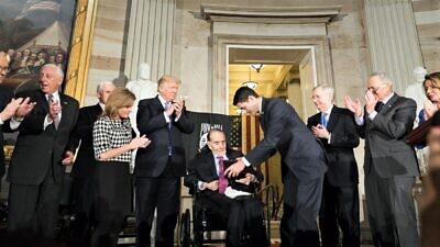 World War II veteran and longtime senator Bob Dole receives the Congressional Gold Medal at a ceremony at the U.S. Capitol in Washington, D.C., on Jan. 17, 2018. Credit: Official White House Photo by Shealah Craighead.