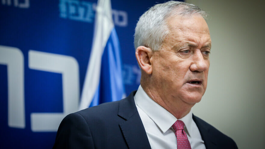 Israeli Defense Minister Benny Gantz leads a faction meeting at the Knesset in Jerusalem on Nov. 22, 2021. Photo by Noam Revkin Fenton/Flash90.
