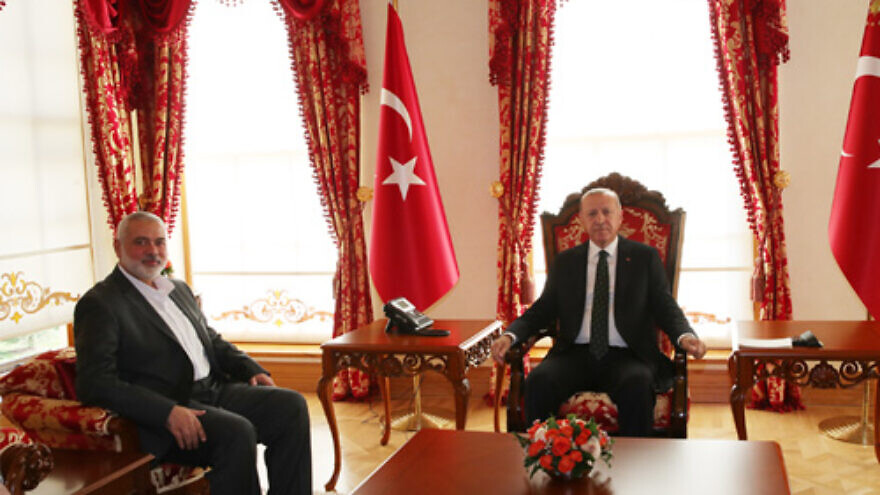 Turkish President Recep Tayyip Erdogan meets with Hamas leader Ismail Haniyeh, Feb. 1, 2020. Source: Official website of the President of Turkey.
