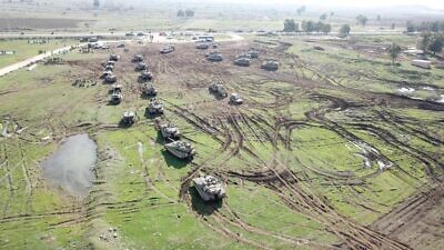 A war drill conducted by the Israel Defense Forces’ 74th Armored Battalion in the Golan Heights. Credit: IDF Spokesperson Unit.
