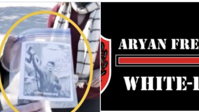 Antisemitic fliers with the image of Adolf Hitler were found in U.S. cities in February 2022. Source: StopAntisemitism.org.