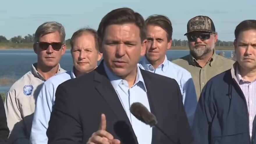 Florida Gov. Ron DeSantis speaks to the media following an neo-Nazi rally near Orlando. Jan. 31, 2022. Source: Screenshot.