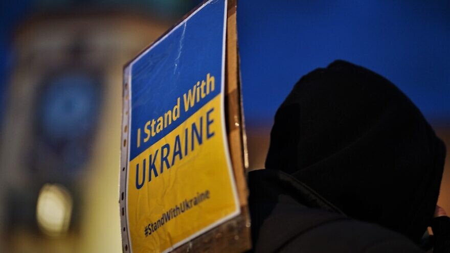 Leipzig, Germany, February 24th 2022: A solidarity demonstration for the Ukraine. Credit: Zuttmann Benoelken/Shutterstock.