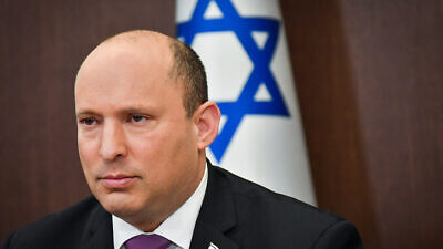 Israeli Prime Minister Naftali Bennett leads a Cabinet meeting at the Prime Minister's Office in Jerusalem on Feb. 27, 2022. Photo by Yoav Ari Dudkevitch/Pool.