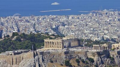 The Mediterranean Sea seen from Lycabettus in Athens. Photo by A. Savin via Wikimedia Commons.