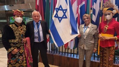 MK Avi Dichter, now minister of agriculture, and then-MK Nira Shpak attend the Inter-Parliamentary Union conference in Nusa Dua, Indonesia, March 21, 2022. Credit: Courtesy.
