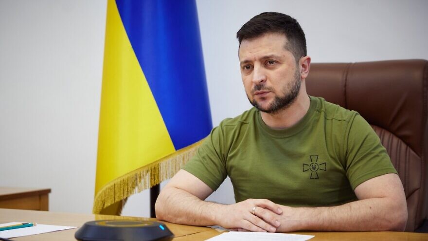 Ukrainian President Volodymyr Zelenskyy addresses the Knesset via Zoom on March 20, 2022. Courtesy of president.gov.ua.