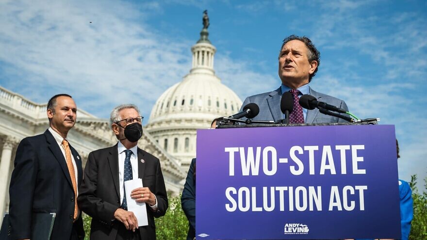 Rep. Andy Levin (D-Mich.) introduces his Two-State Solution Act. Source: Facebook/Andy Levin.