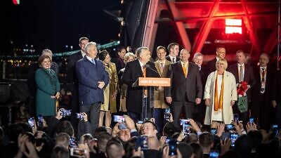 Hungarian Prime Minister Viktor Orbán celebrating his election victory. April 3, 2022. Source: Fidesz/Facebook.