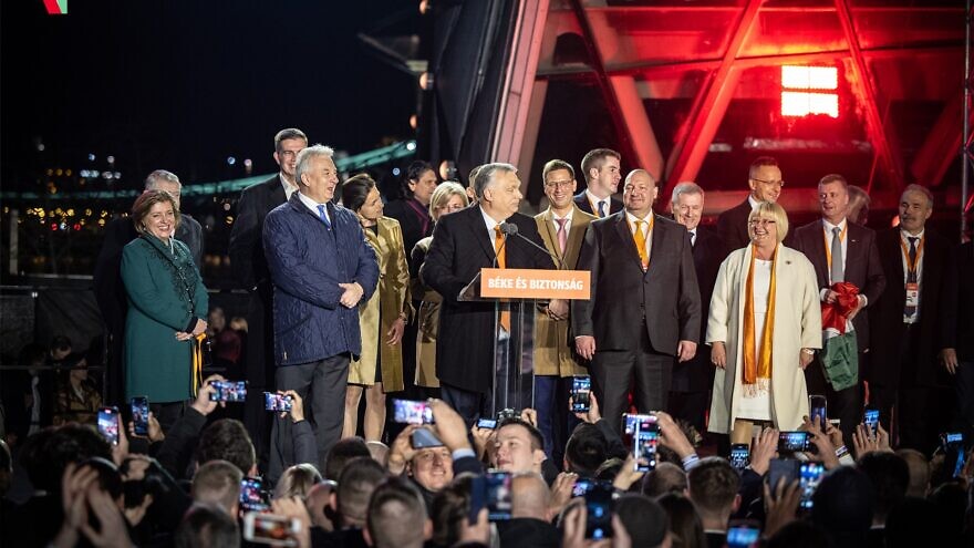 Hungarian Prime Minister Viktor Orbán celebrating his election victory. April 3, 2022. Source: Fidesz/Facebook.