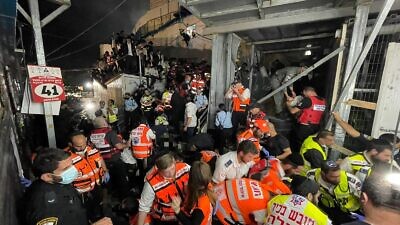 The scene of a crowd crush disaster at Mount Meron, Israel, April 30, 2021. Courtesy of United Hatzalah.