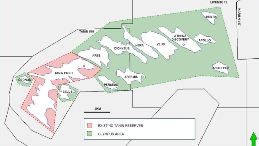A map of the "Olympus Area" in Israel's Exclusive Economic Zone. Source: Energean.